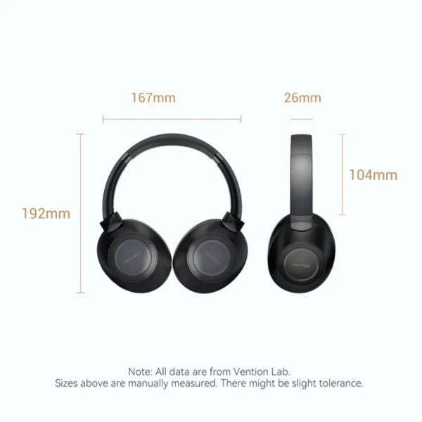 Vention SoundMate S11 Wireless On-Ear Headphones – Black - Image 2