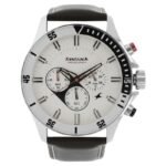 Fastrack NS3072SL01 Big Time Quartz Chronograph White Dial Leather Strap Watch