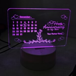 GearUP Acrylic Multicolor Night Lamp(Love Calender-Partners Name) White