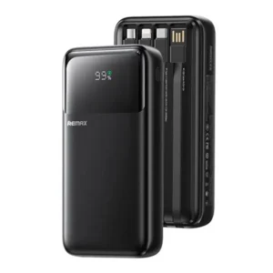 REMAX FCP-2 20000mAh Power Bank with 4 Built-in Cables – Black