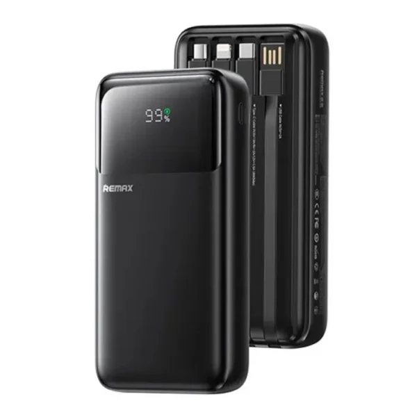 REMAX FCP-2 20000mAh Power Bank with 4 Built-in Cables – Black