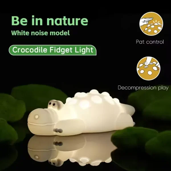 7 Color Crocodile Shape Silicone Night Light Toy for Kids - Image 3