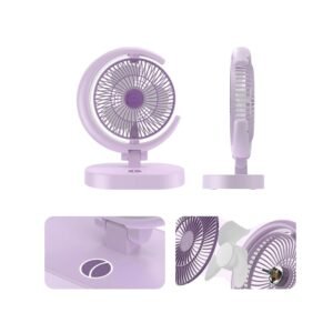 Indiana IRF-869C Foldable Desk Fan with LED Light – Purple - Image 3