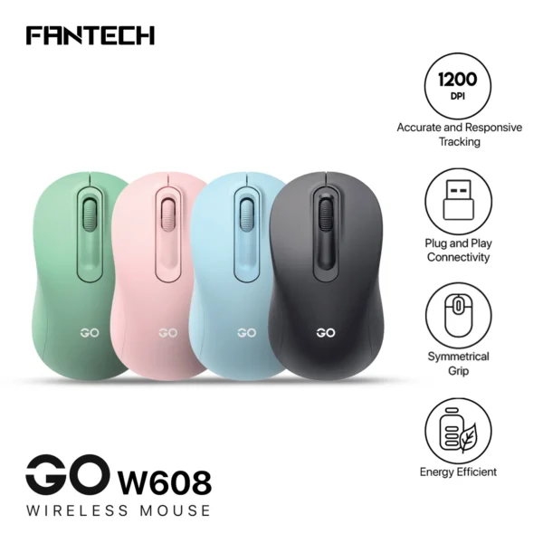 Fantech Go W608 Wireless Mouse – Green Color - Image 2