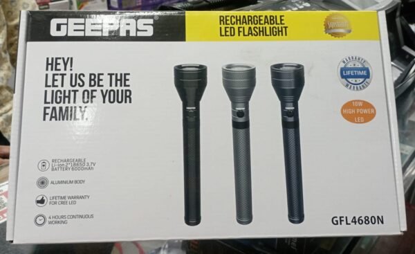 Geepas GFL4680 Rechargeable LED Flashlight (3 Pieces Combo Set) - Image 2