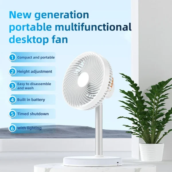 P6 Rechargeable USB Desktop Fan- White - Image 3