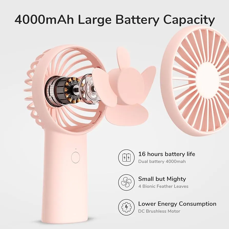 JISULIFE FA20X Handheld Portable Rechargeable Fan  Type-C-  Pink Color - Image 2