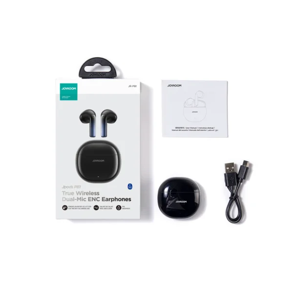 Joyroom Jpods JR-PB1 Dual-Mic ENC Earbuds- Black Color - Image 2