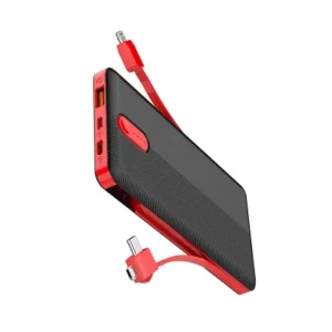 Ldnio PL1013 Dual USB Output Port 10,000 mAh Power Bank with Build-in Cable – Black Color