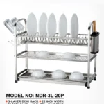 Stainless Steel Dish Rack 3 Layer and 20plates NDR-3L-20P