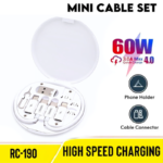 Remax RC-190 Multifunction Data Cable set – White Color