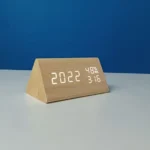 Triangle Wooden Style Digital LED Clock-Light Wood Color