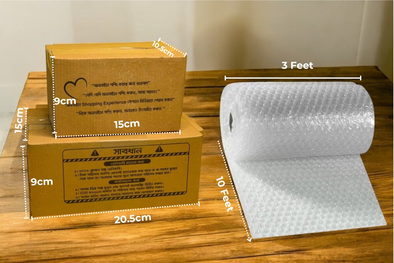 Packaging box (5-Ply) and Bubble wrap Combo pack