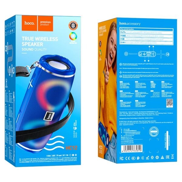 Hoco HC12 RGB Wireless Bluetooth Speaker – Blue Color - Image 2