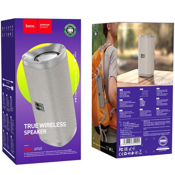 Hoco HC4 Bluetooth Speaker – Grey Color - Image 2