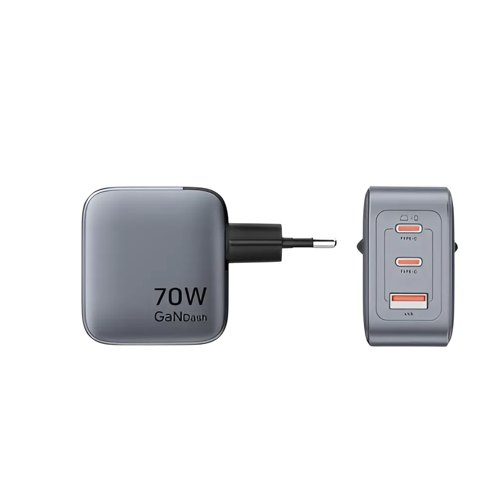 Vention 3-Port GaN USB-C & USB-A Charger 70W, EU Plug - Image 3