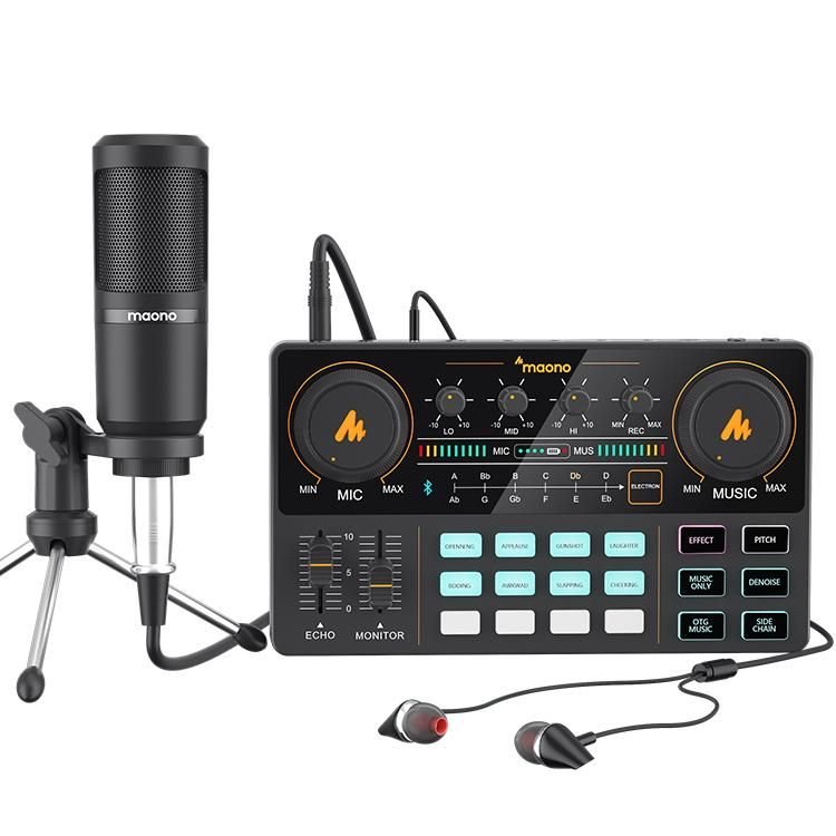 MAONOCASTER Lite Live Streaming Bundle: All-In-One Podcast Production Studio Comes with Digital Audio Interface+ Condenser Mic+ Headphone (AU-AM200-S1) - Image 2